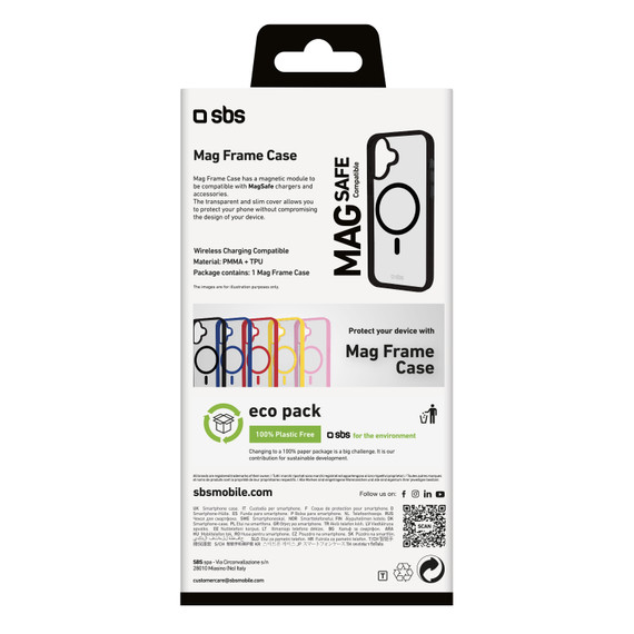 SBS Mag frame custodia per cellulare 15,5 cm (6.1") Cover Nero, Trasparente