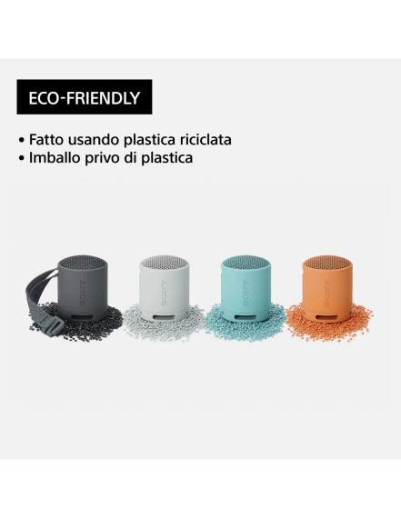Sony SRS-XB100 - Speaker Wireless Bluetooth, portatile, leggero, compatto, da esterno, da viaggio, resistente IP67 impermeabile e antipolvere, batteria da 16 ore, cinturino versatile, chiamate in vivavoce - Grigio