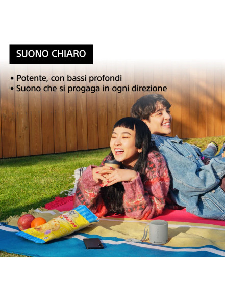 Sony SRS-XB100 - Speaker Wireless Bluetooth, portatile, leggero, compatto, da esterno, da viaggio, resistente IP67 impermeabile e antipolvere, batteria da 16 ore, cinturino versatile, chiamate in vivavoce - Grigio