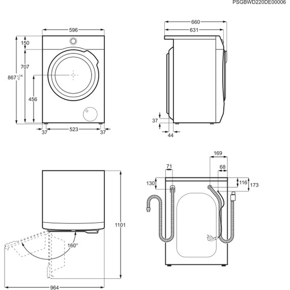 AEG Serie 9000 lavasciuga Libera installazione Caricamento frontale Bianco C