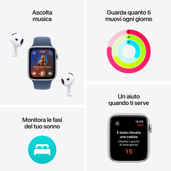 Apple Watch SE GPS 44mm Cassa Alluminio Mezzanotte con Mezzanotte Sport Band - M/L