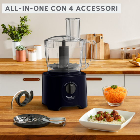 Moulinex FP242810 robot da cucina 800 W 2,4 L Nero, Trasparente