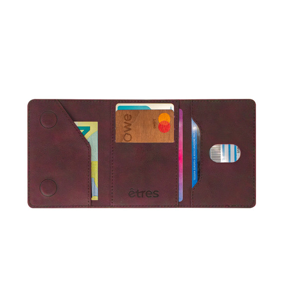 ETRES Smart Wallet Classic Red Color SNAP CONNECT Bordeaux