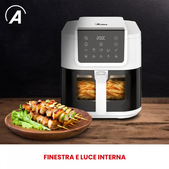 Ardes ARFRYA08LVW friggitrice Singolo 8 L Indipendente 1700 W Friggitrice ad aria calda Nero, Bianco
