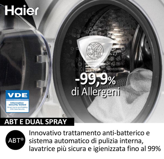 Haier HW80-BP14929A-S lavatrice Caricamento frontale 8 kg 1400 Giri/min Bianco