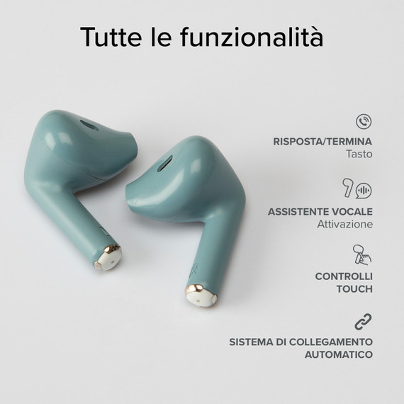 SBS Go Pods Auricolare True Wireless Stereo (TWS) In-ear Musica e Chiamate USB tipo-C Bluetooth Verde, Colore benzina