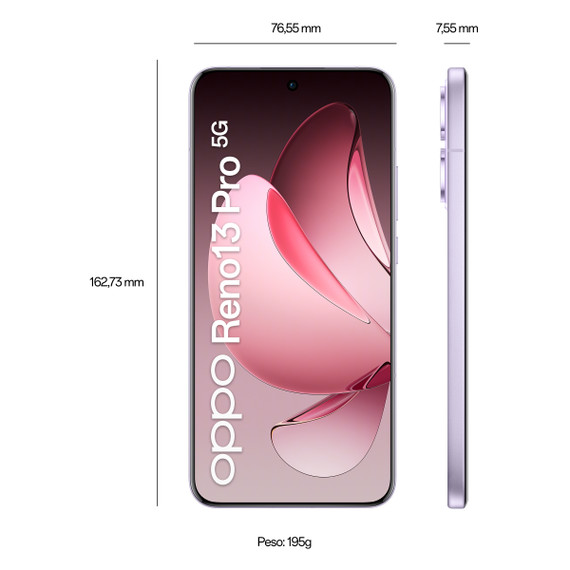 OPPO Reno13 Pro 5G AI Smartphone, Tripla fotocamera 50+50+8MP, Selfie 50MP, Display 6.83” 120HZ AMOLED FHD+, 5800mAh, RAM 12GB(Esp4GB/8GB/12GB)+ROM 512GB, [Versione Italia], Plume Purple