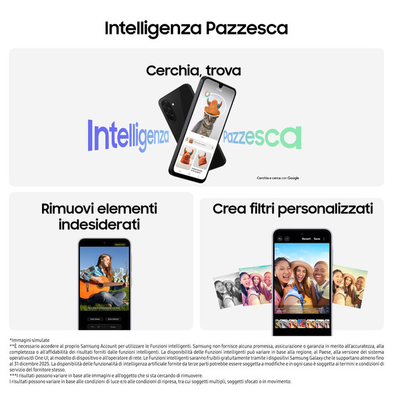 Samsung Galaxy A26 5G, Smartphone con Funzioni intelligenti, Display Super AMOLED 6.7”, 6GB RAM, 128GB, Batteria 5.000 mAh, memoria espandibile, Black