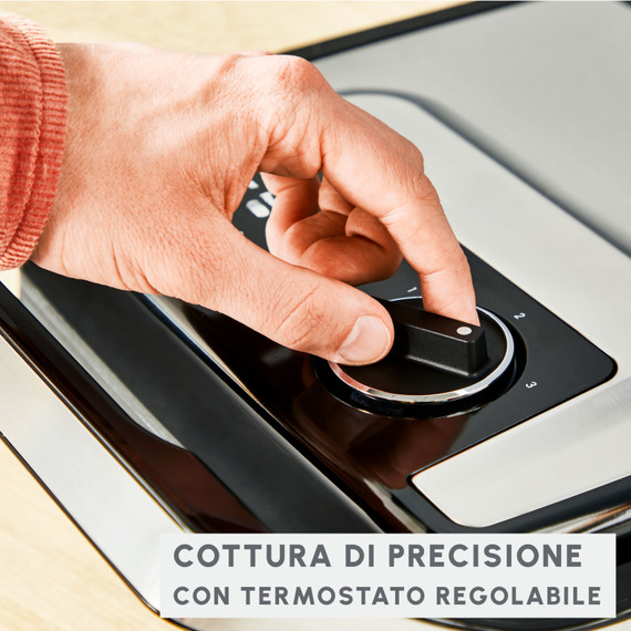 Moulinex GI272D Griglia Elettrica Inicio Adjust 2000W, Piastra Panini e Grill 2-in-1, Antiaderente, Termostato Regolabile