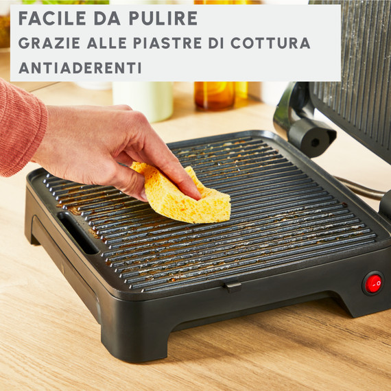 Moulinex GI272D Griglia Elettrica Inicio Adjust 2000W, Piastra Panini e Grill 2-in-1, Antiaderente, Termostato Regolabile