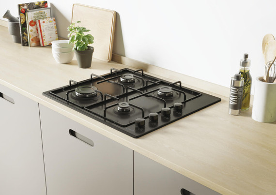 Candy Idea Piano Cottura CHW6LBB a Gas 4 Fuochi Gas Colore Nero