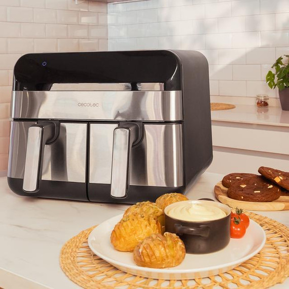 Cecotec Advance 9000 Doppia 9 L Indipendente 2800 W Friggitrice ad aria calda Nero, Acciaio inox