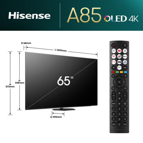 Hisense 65A86N TV 165,1 cm (65") 4K Ultra HD Smart TV Wi-Fi Nero, Grigio 150 cd/m²