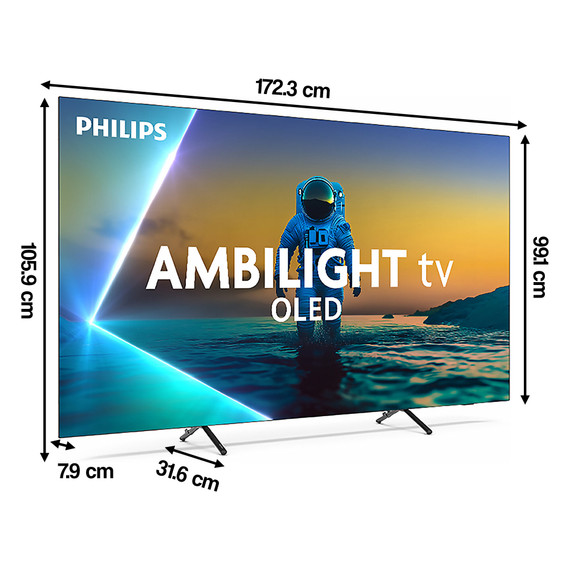 PHILIPS 77OLED820 TV OLED 4K UHD 144Hz 77" con Ambilight 3 Google TV - Massima Qualità Audio e Video