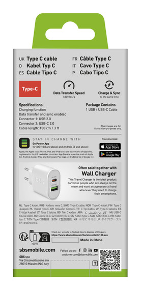 SBS TECABLEMICROC10W cavo USB USB 2.0 1 m USB A USB C Bianco