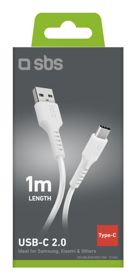 SBS TECABLEMICROC10W cavo USB USB 2.0 1 m USB A USB C Bianco