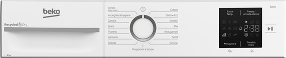 Beko BMTR38W 8kg, Classe D, Linea Estetica NX, motore asincrono, Display digitale, colore Bianco, oblò Bianco
