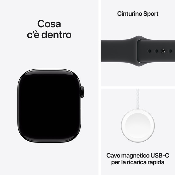 Apple Watch Series 11 GPS 46mm Cassa Alluminio Jet Black con Sport Band Nero - M/L