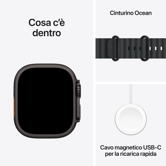 Apple Watch Ultra 3 GPS + Cellular 49mm Cassa Titanio Nero con Band Ocean Nero