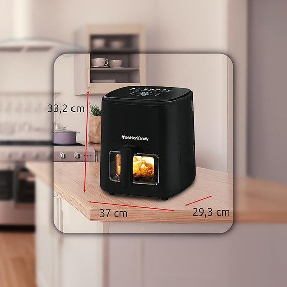 FRIGGITRICE AD ARIA Melchioni Marianna NEW 5L Air Fryer - 7 Programmi Touch Display 1500W Nero