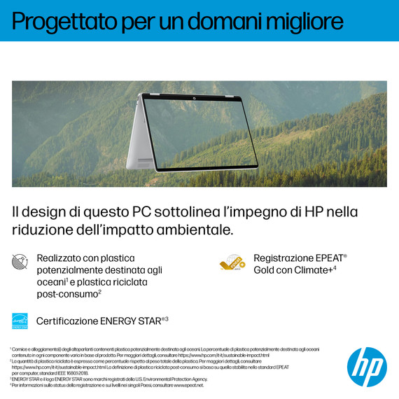 HP OmniBook 5 Flip 14-fp0008nl Intel Core 3 100U Ibrido (2 in 1) 35,6 cm (14") Touch screen 2K 8 GB LPDDR5-SDRAM 512 GB SSD Wi-Fi 6 (802.11ax) Windows 11 Home Argento