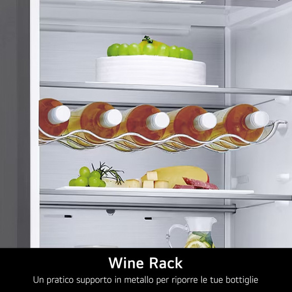 LG GBV7280CEV Frigorifero combinato, Classe C, 387L, Fresh Converter, Porte piatte, Nero