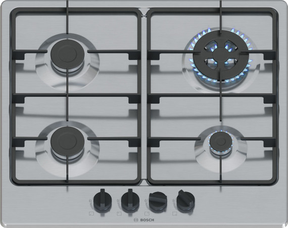 Bosch Serie 4 PGH6B5K60 Piano cottura a gas 60 cm 4 fuochi Acciaio Inox