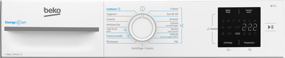 Beko b300 BMWRU3821W: Lavatrice 8kg, Classe A, 1200giri, linea estetica NX, motore inverter, Display Touch, oblò bianco, tecnologia EnergySpin™