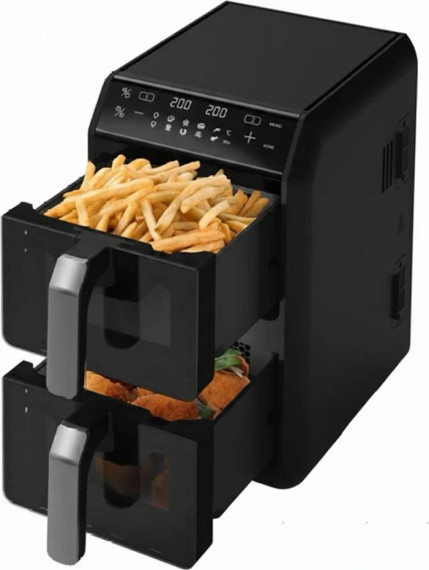 Akai Friggitrice ad Aria AIR-FRYER1200 – 12 Litri 2400W Doppio Cestello – Nero