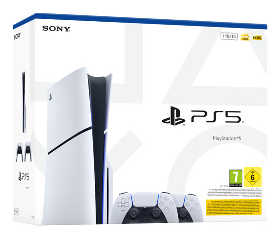 Sony PS5 Slim 1 TB Wi-Fi Nero, Bianco + 2 DualSense Bianco