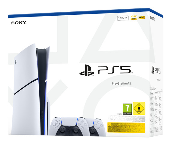 Sony PS5 Slim 1 TB Wi-Fi Nero, Bianco + 2 DualSense Bianco