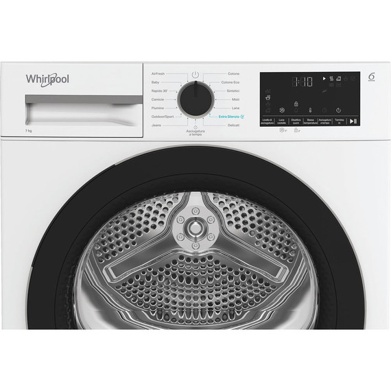 Whirlpool C WD R47M WBS IT, Capacità 7kg, classe C, colore White, Display digitale XL, porta nera, Slim | Profondità mobile: 46 cm, Wi-Fi
