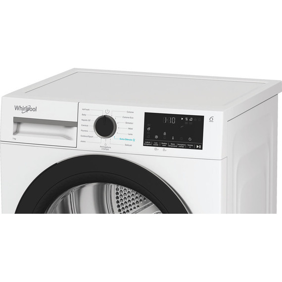 Whirlpool C WD R47M WBS IT, Capacità 7kg, classe C, colore White, Display digitale XL, porta nera, Slim | Profondità mobile: 46 cm, Wi-Fi