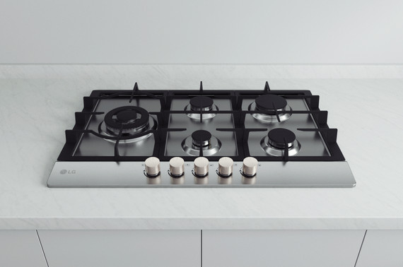 LG CBGZ3016S Piano cottura a gas 75cm, 11,5kW, 5 bruciatori, Griglie in ghisa, Piatto inox