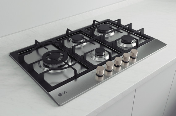 LG CBGZ3016S Piano cottura a gas 75cm, 11,5kW, 5 bruciatori, Griglie in ghisa, Piatto inox
