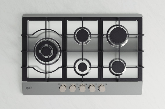 LG CBGZ3016S Piano cottura a gas 75cm, 11,5kW, 5 bruciatori, Griglie in ghisa, Piatto inox