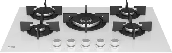 Beko HILW 75222 SW: 75 cm Gas Piano Cottura da Incasso ( 4 Bruciatori a Gas + 1 Wok )