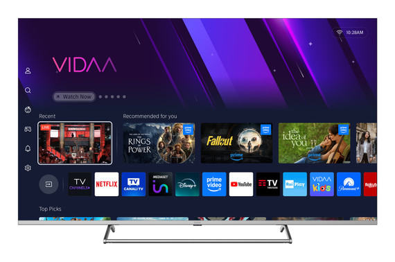 SABA SMART TV 65" ULTRA HD 4K, Sistema operativo VIDAA, Triplo ter DVBT2/C/S2 HEVC MAIN10, Certificato TivuSAT, Piedistallo centrale, Dolby Audio