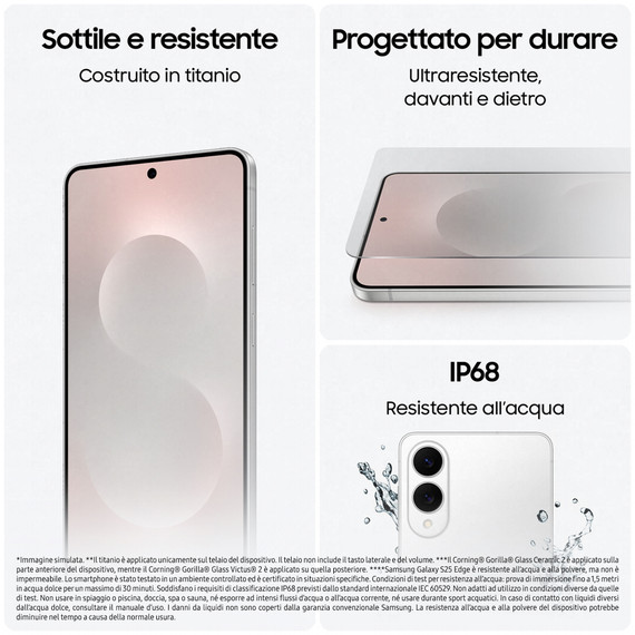 Samsung Galaxy S25 Edge, Smartphone AI, Display 6.7'' QHD+ Dynamic AMOLED 2X, Fotocamera 200MP, RAM 12GB, 512GB, 3.900 mAh, Titanium Jetblack