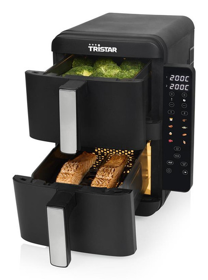 Tristar FR-9074 friggitrice Doppia 9 L Indipendente 2400 W Friggitrice ad aria calda Nero, Grigio