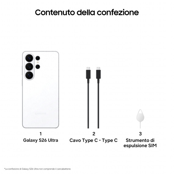 Samsung Galaxy S26 Ultra Smartphone AI, 512GB, Privacy Display integrato, Processore potente, Assistente Foto, Camera 200 MP, 5000 mAh, White