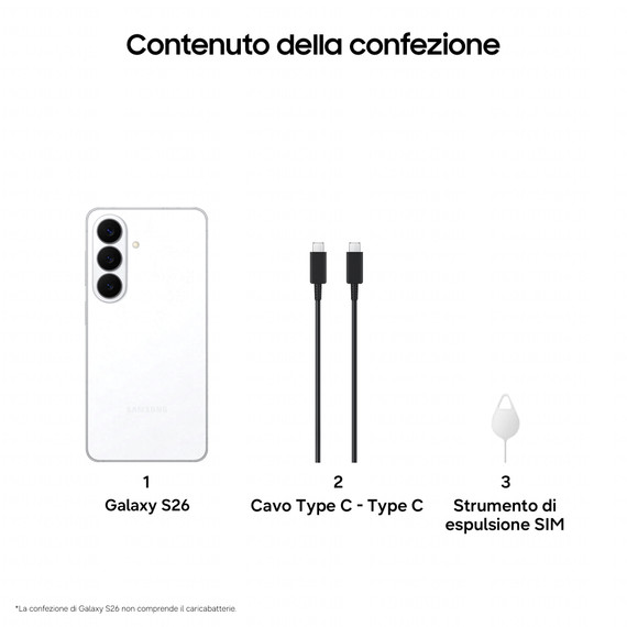 Samsung Galaxy S26 Smartphone AI, 512GB, Processore avanzato, Assistente Foto, Creative Studio, Camera 50 MP, 4300 mAh, White