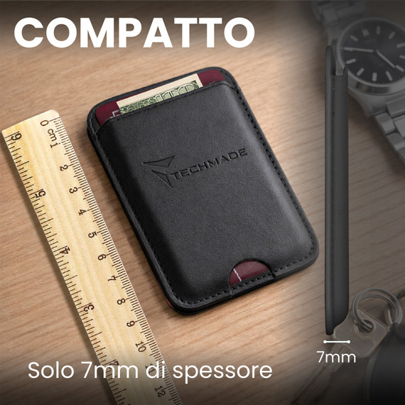 Techmade Smart Wallet Slim Magnetic 3 Carte Black