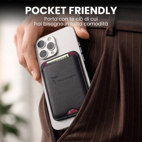 Techmade Smart Wallet Slim Magnetic 3 Carte Black