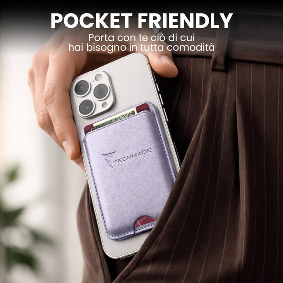 Techmade Smart Wallet Slim Magnetic 3 Carte Purple