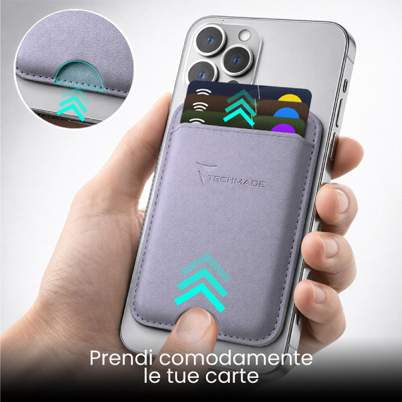 Techmade Smart Wallet Slim Magnetic 3 Carte Purple