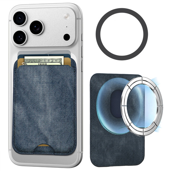 Techmade Smart Wallet Slim Magnetic 3 Carte Jeans Blue