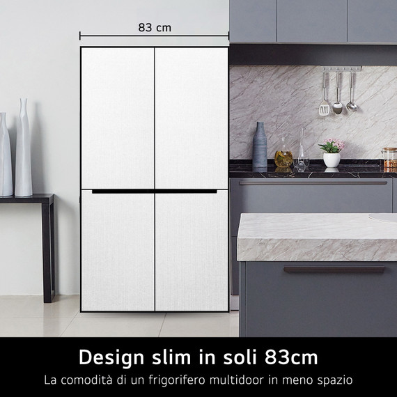 LG GMM41MSBEM Frigorifero Multidoor Slim, Classe E, 474L, Total No Frost, Cassetto Fresh Switch, Silver