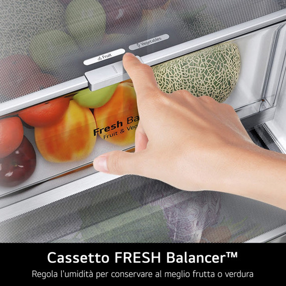 LG GBBS323CEV Frigorifero combinato Fit & Max 60cm, Classe C, 375L, AI Inverter, Black Steel
