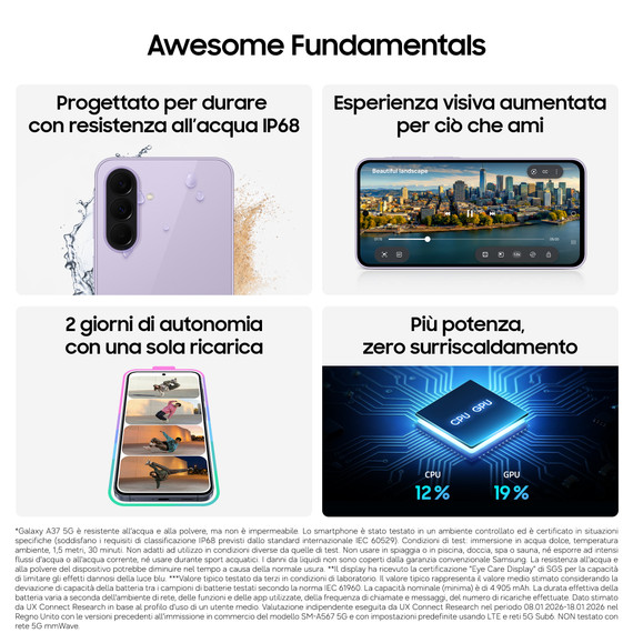 Samsung Galaxy A37 5G 17 cm (6.7") Doppia SIM Android 16.0 USB tipo-C 6 GB 128 GB 5000 mAh Antracite